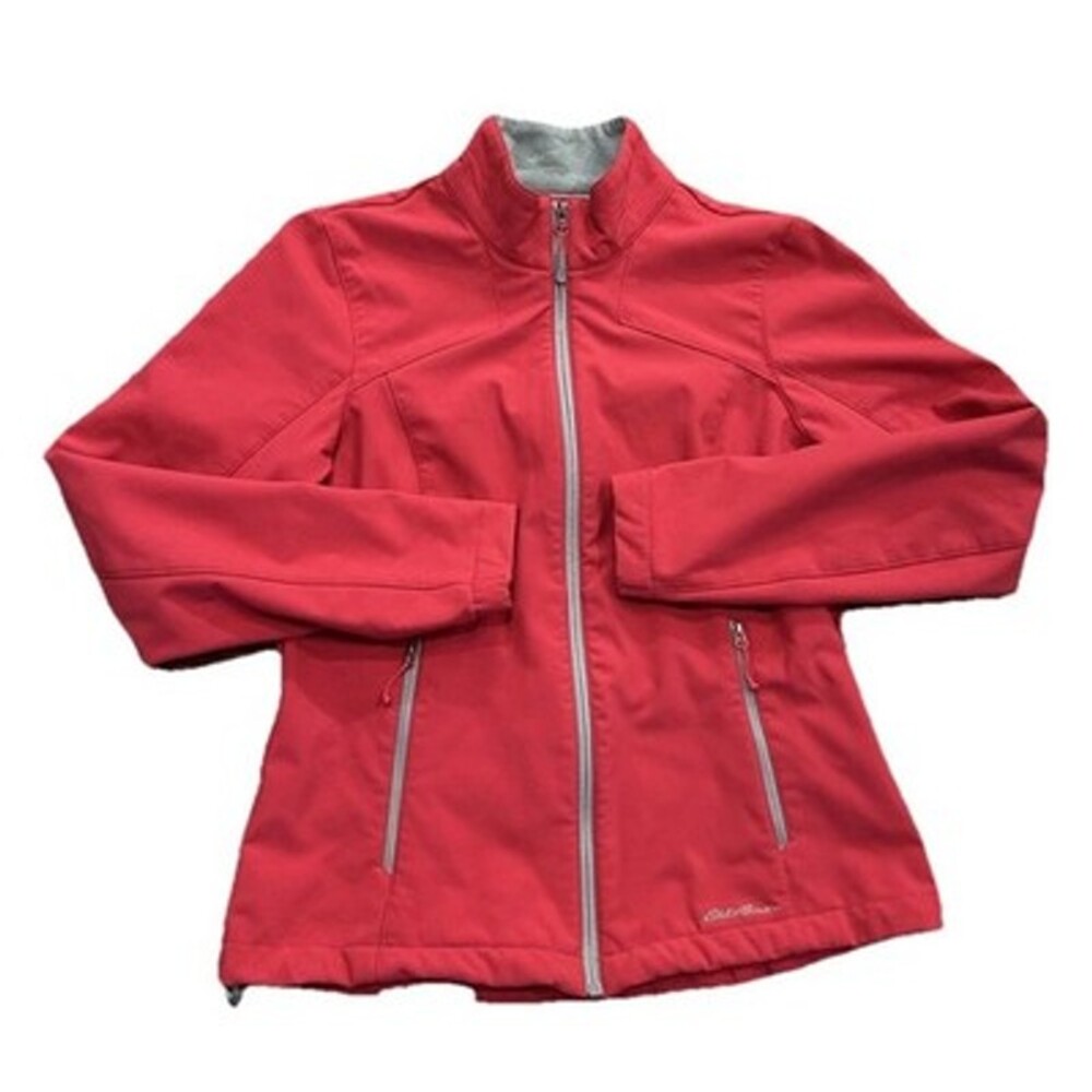 Eddie Bauer Soft-Shell Fleece Lined Jacket Women M Red 0632 Camp Ski Gorpcore